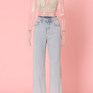 Fashion Nova Light Blue Flare Jeans size Large tag still on